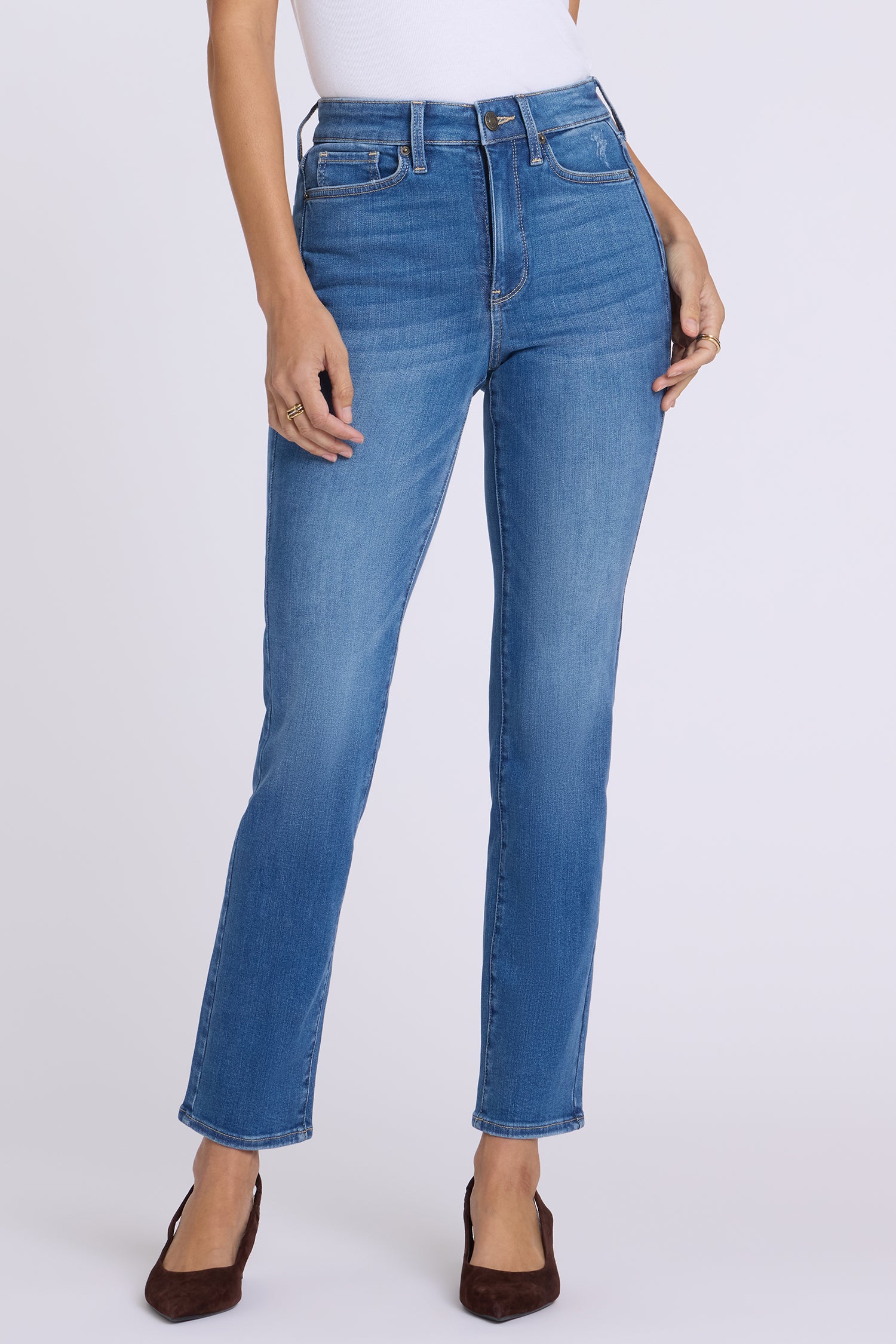 Sheri Slim Straight Jeans In Shape Sense™ Denim With High Rise