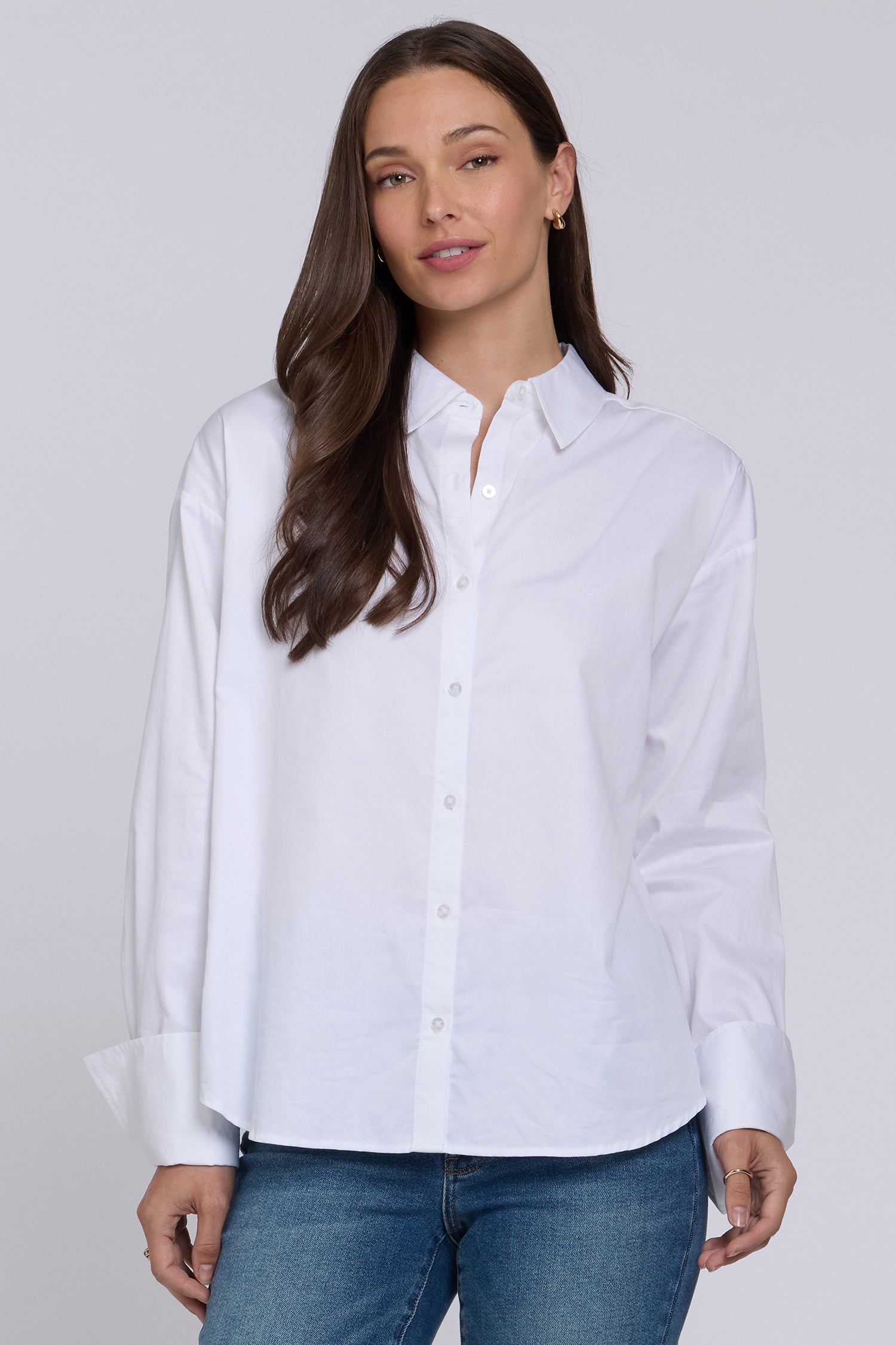 NYDJ Daphne Shirt In Cotton Poplin - Optic White