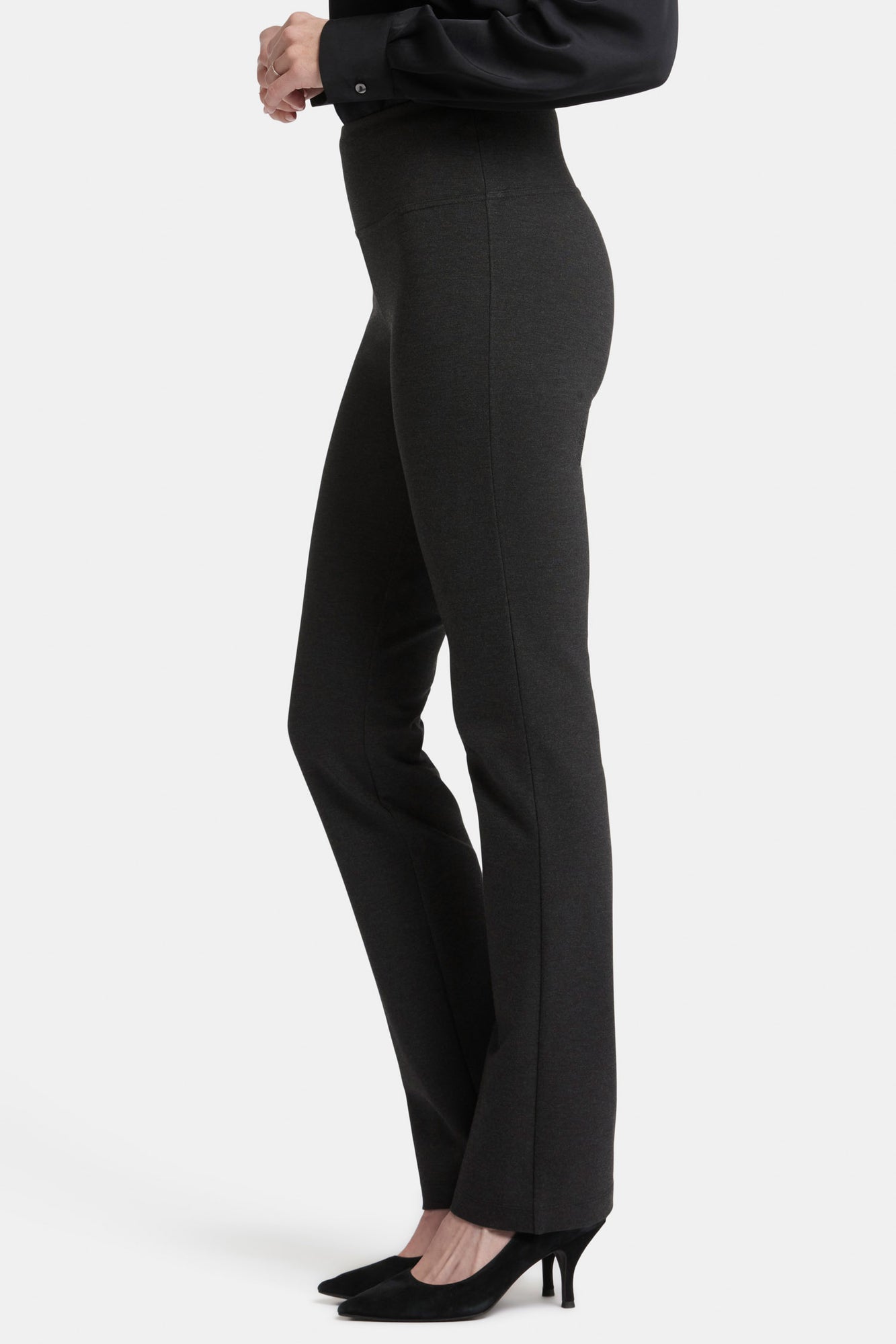 NYDJ Pull-On Straight Pants Sculpt-Her™ Collection - Charcoal Heathered