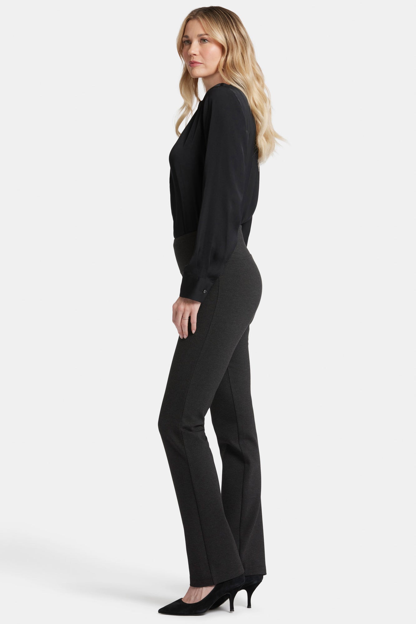 NYDJ Pull-On Straight Pants Sculpt-Her™ Collection - Charcoal Heathered