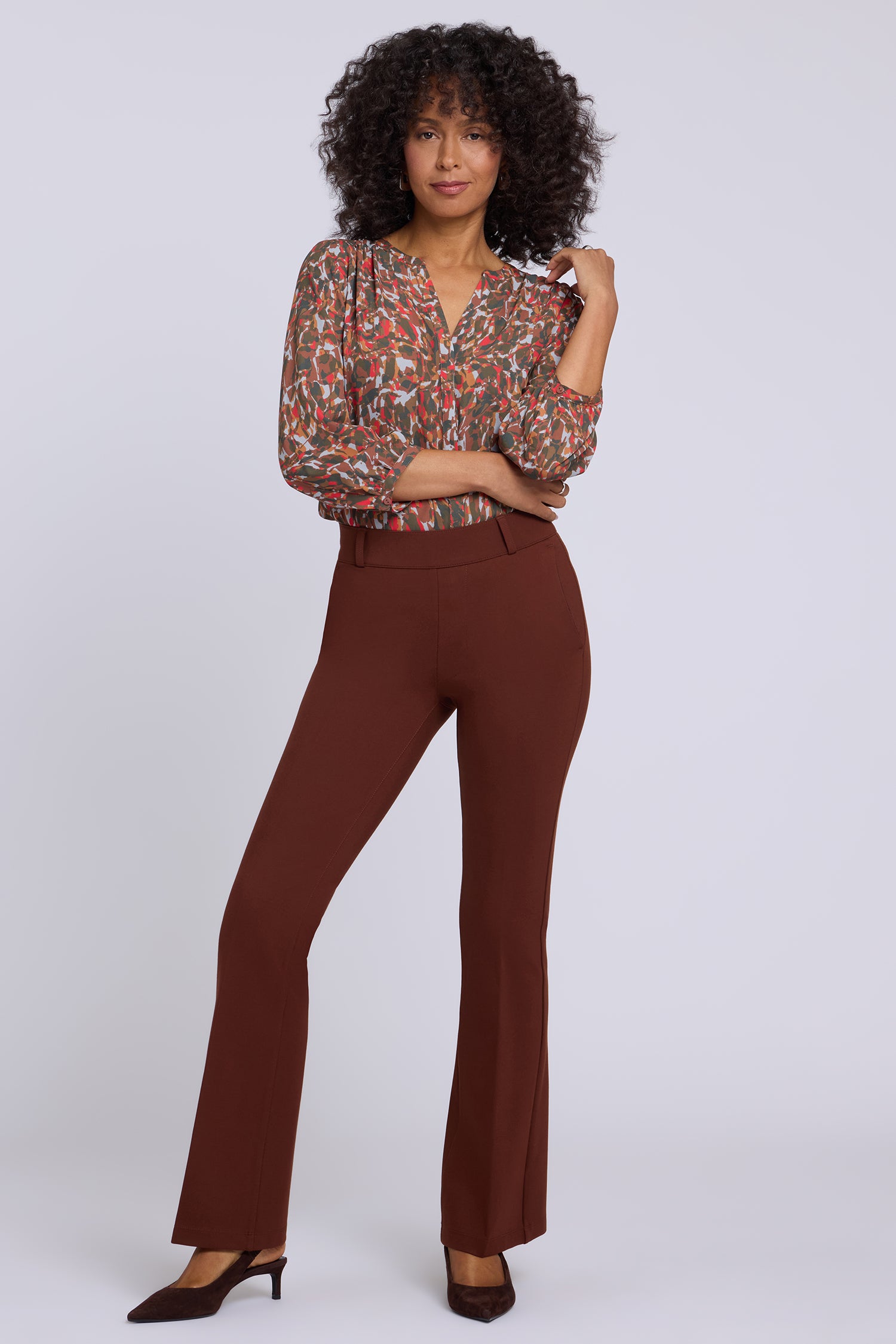 NYDJ Pull-On Flared Trouser Pants Sculpt-Her™ Collection - Chocolate Fondant