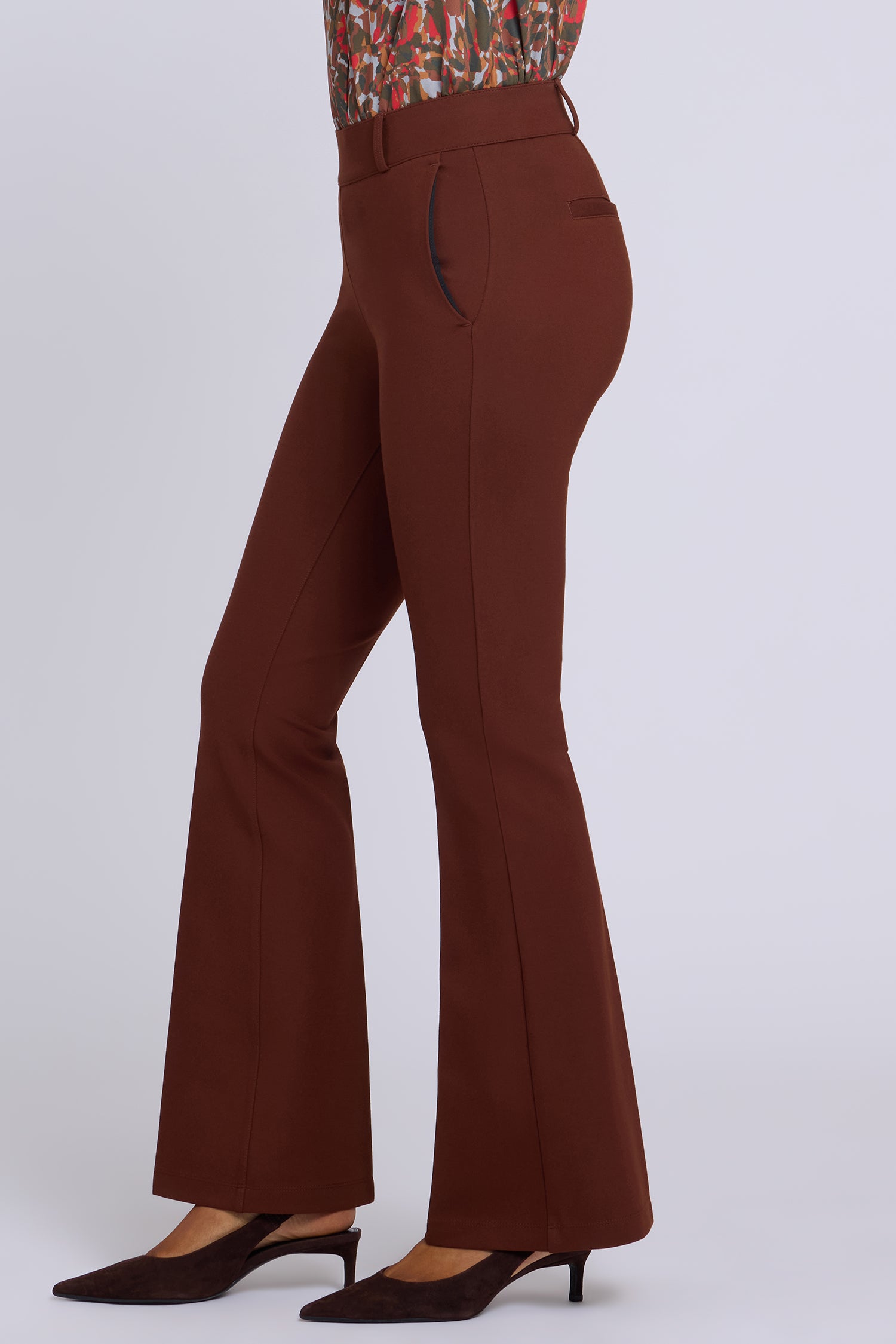 NYDJ Pull-On Flared Trouser Pants Sculpt-Her™ Collection - Chocolate Fondant