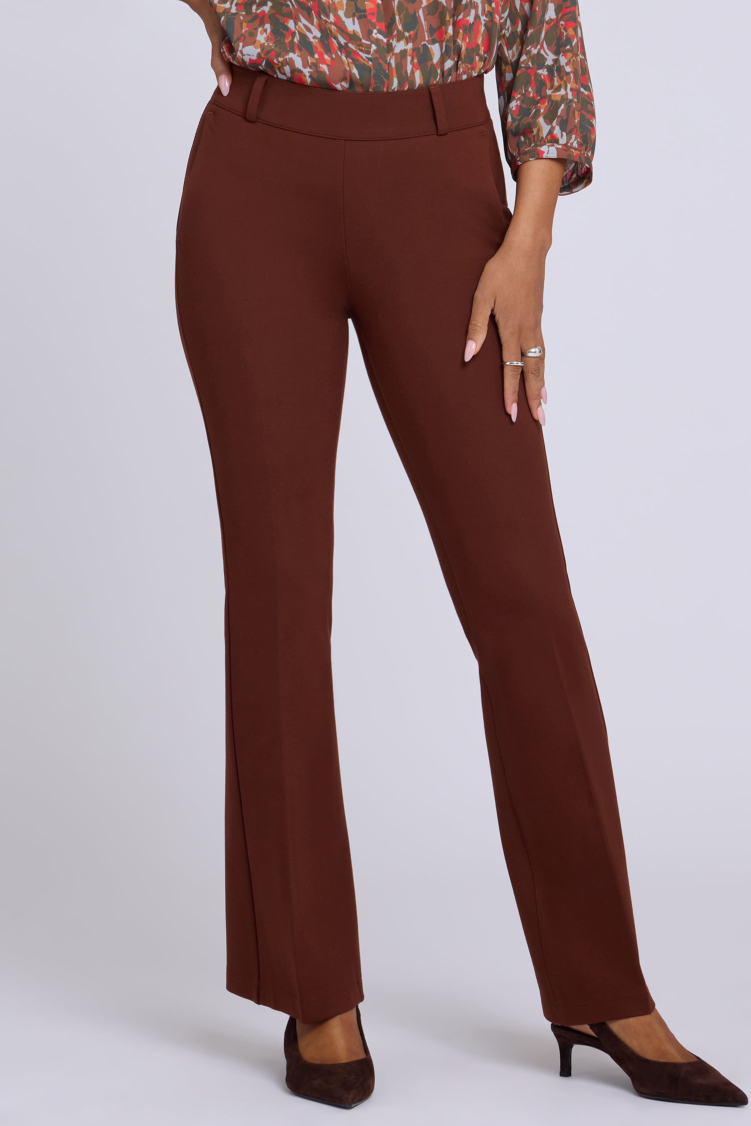 NYDJ Pull-On Flared Trouser Pants Sculpt-Her™ Collection - Chocolate Fondant