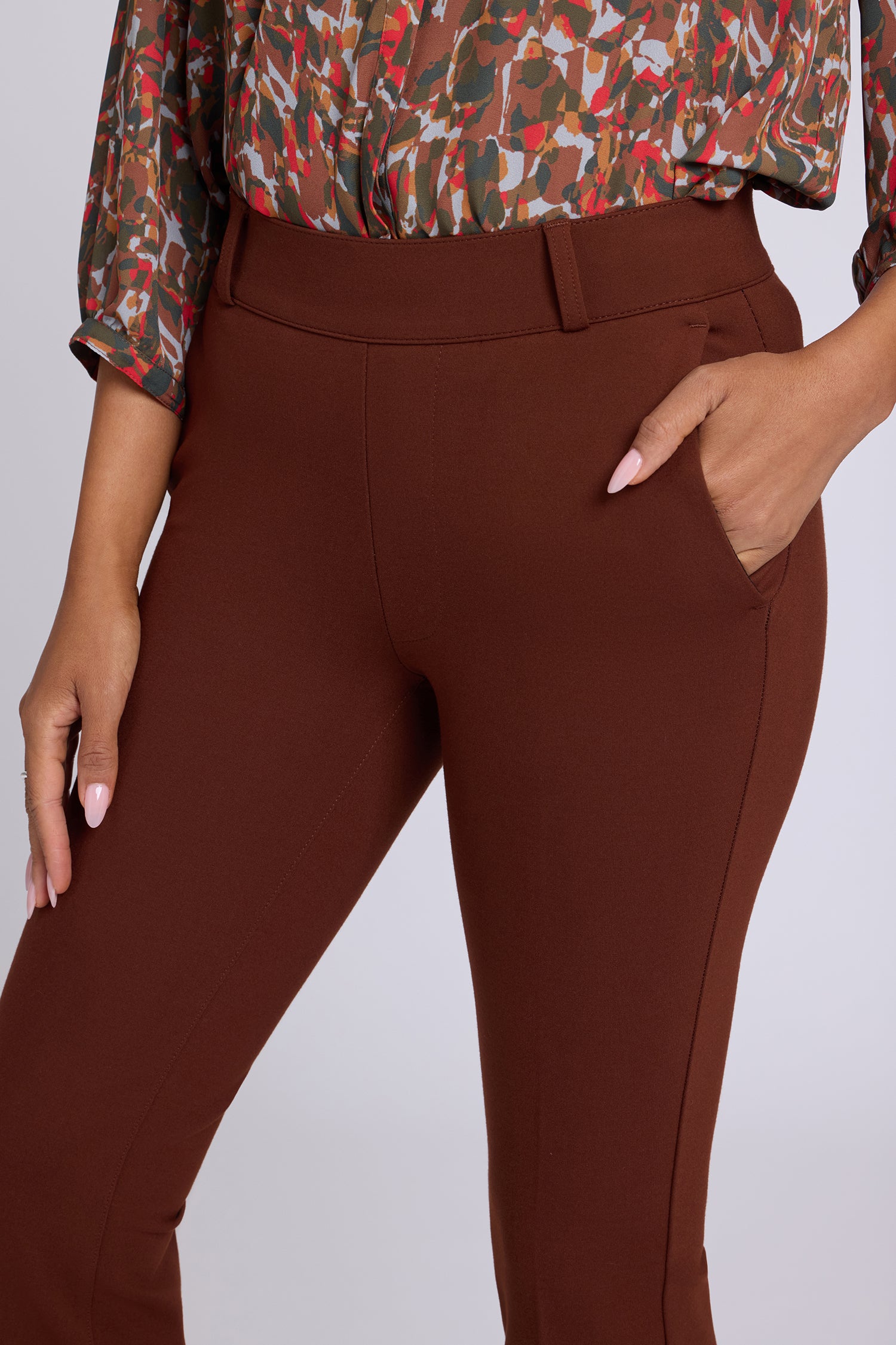NYDJ Pull-On Flared Trouser Pants Sculpt-Her™ Collection - Chocolate Fondant