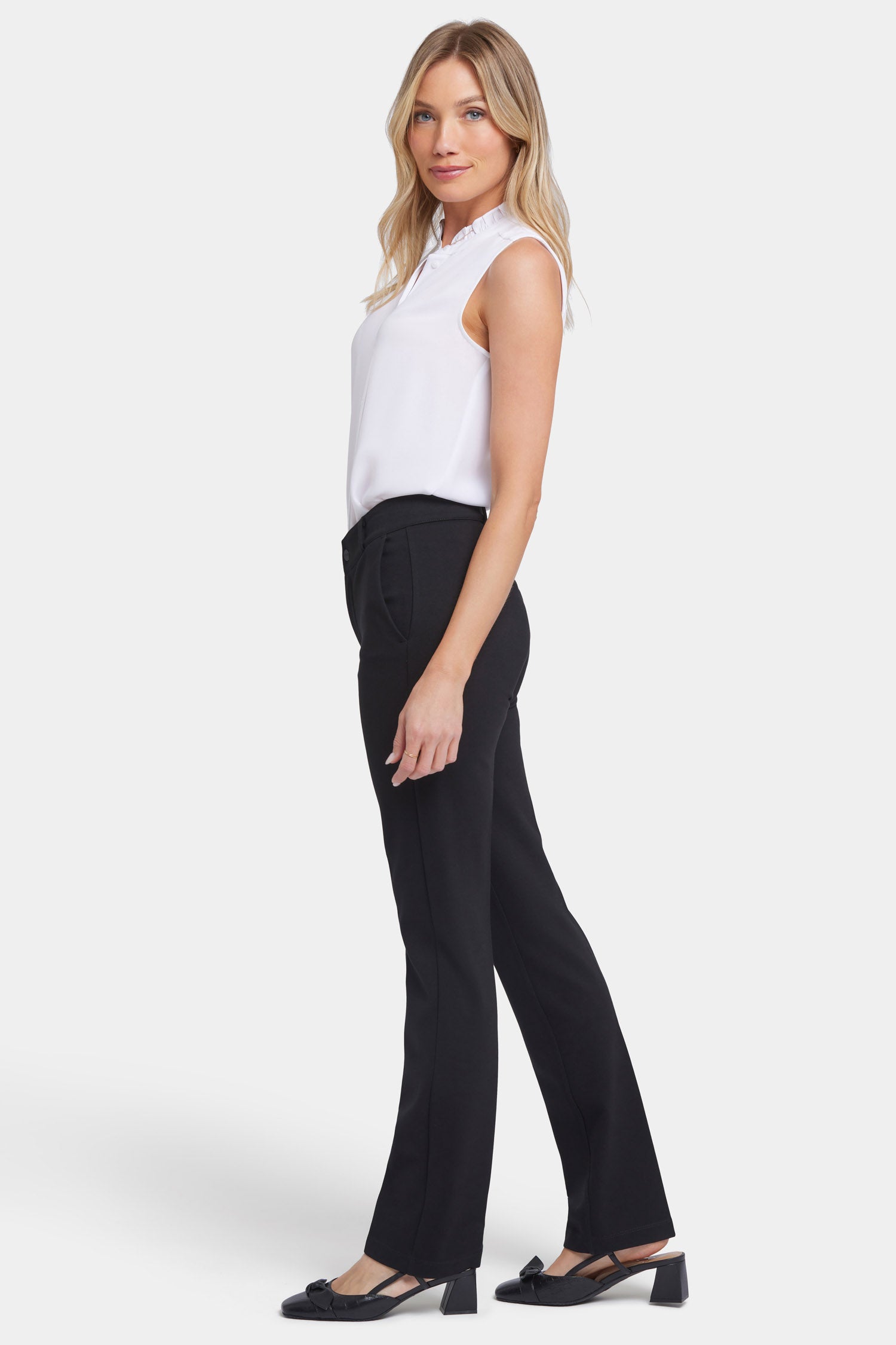 Slim Trouser Pants In Ponte Knit - Charcoal Heathered Grey
