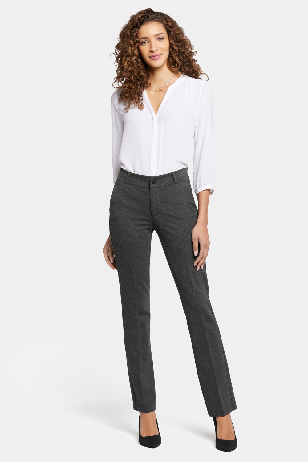 Nydj Sculpt Her Classic Trousers in Charcoal Heathered