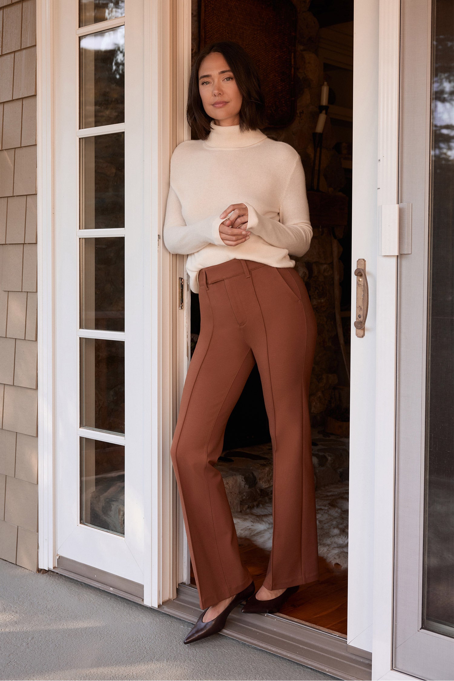 NYDJ High Rise Bootcut Trouser Pants Sculpt-Her™ Collection - Mocha Bisque