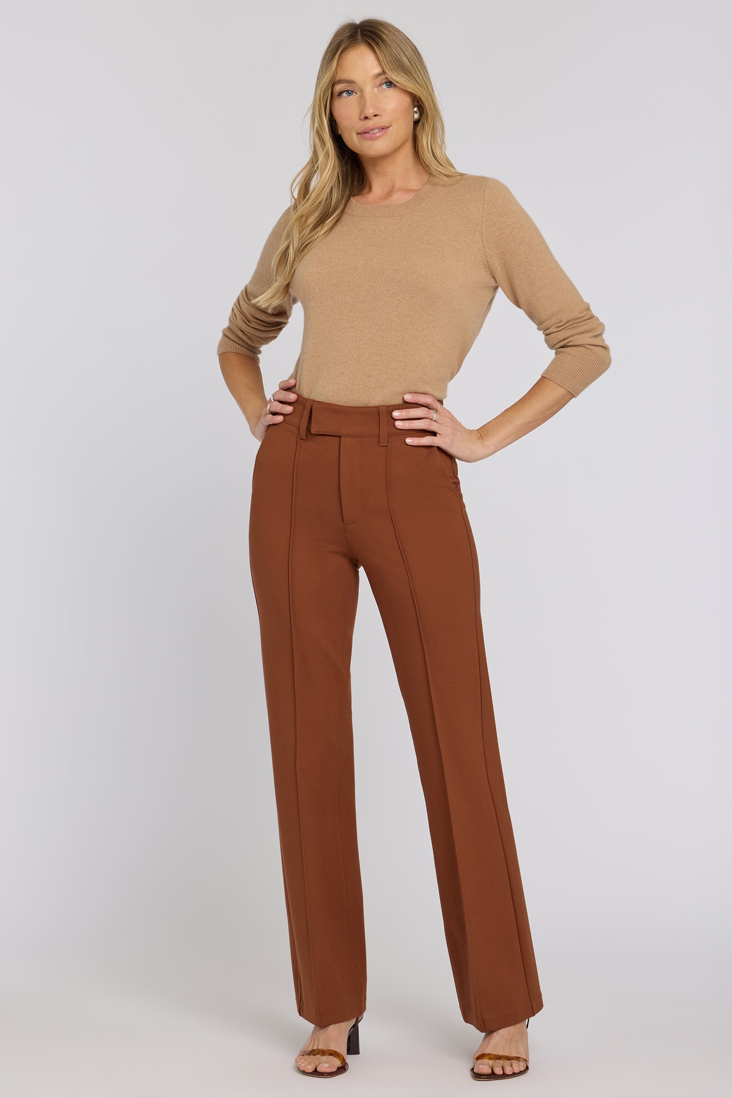 NYDJ High Rise Bootcut Trouser Pants Sculpt-Her™ Collection - Mocha Bisque