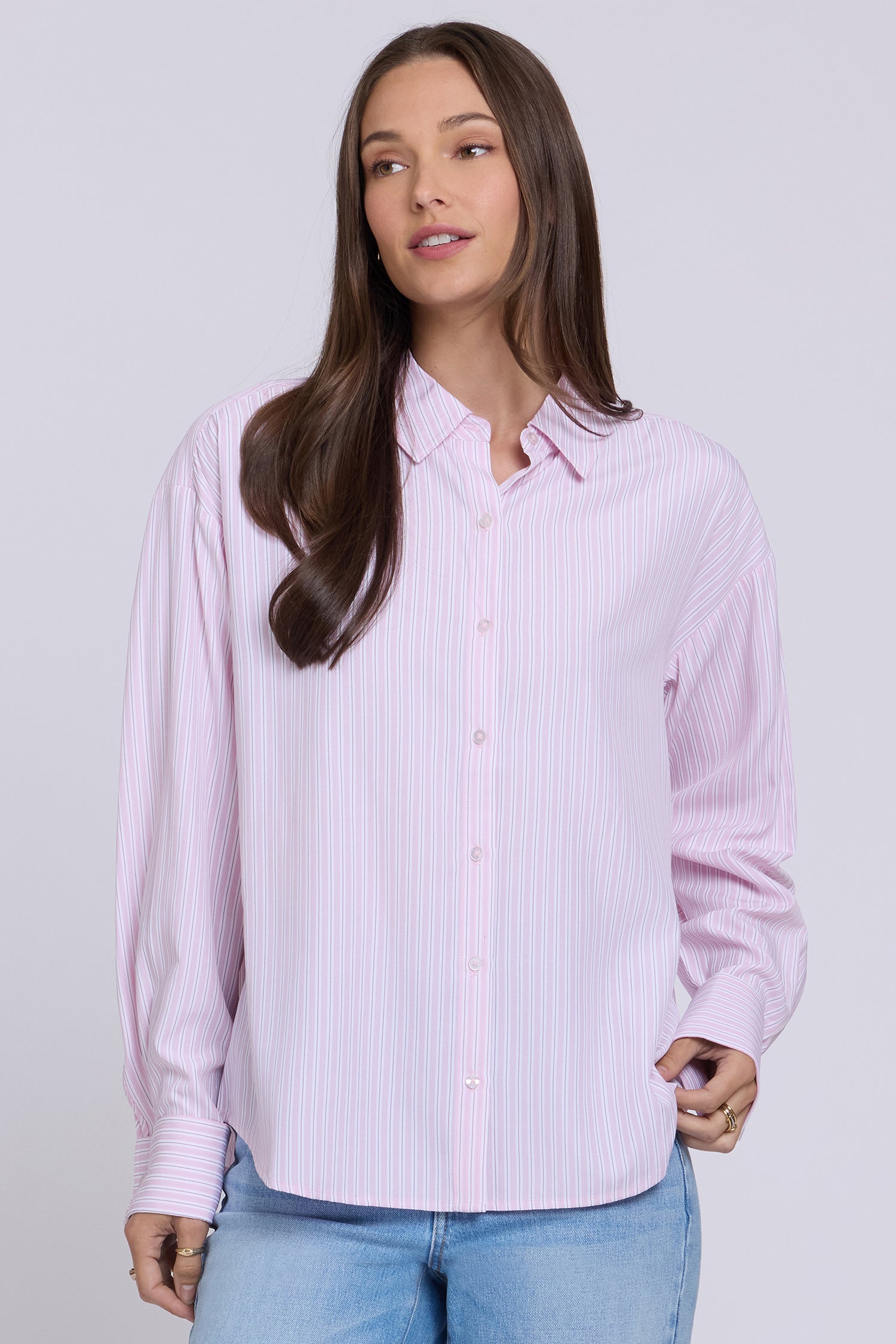 NYDJ Daphne Shirt  - Gardenia Stripe