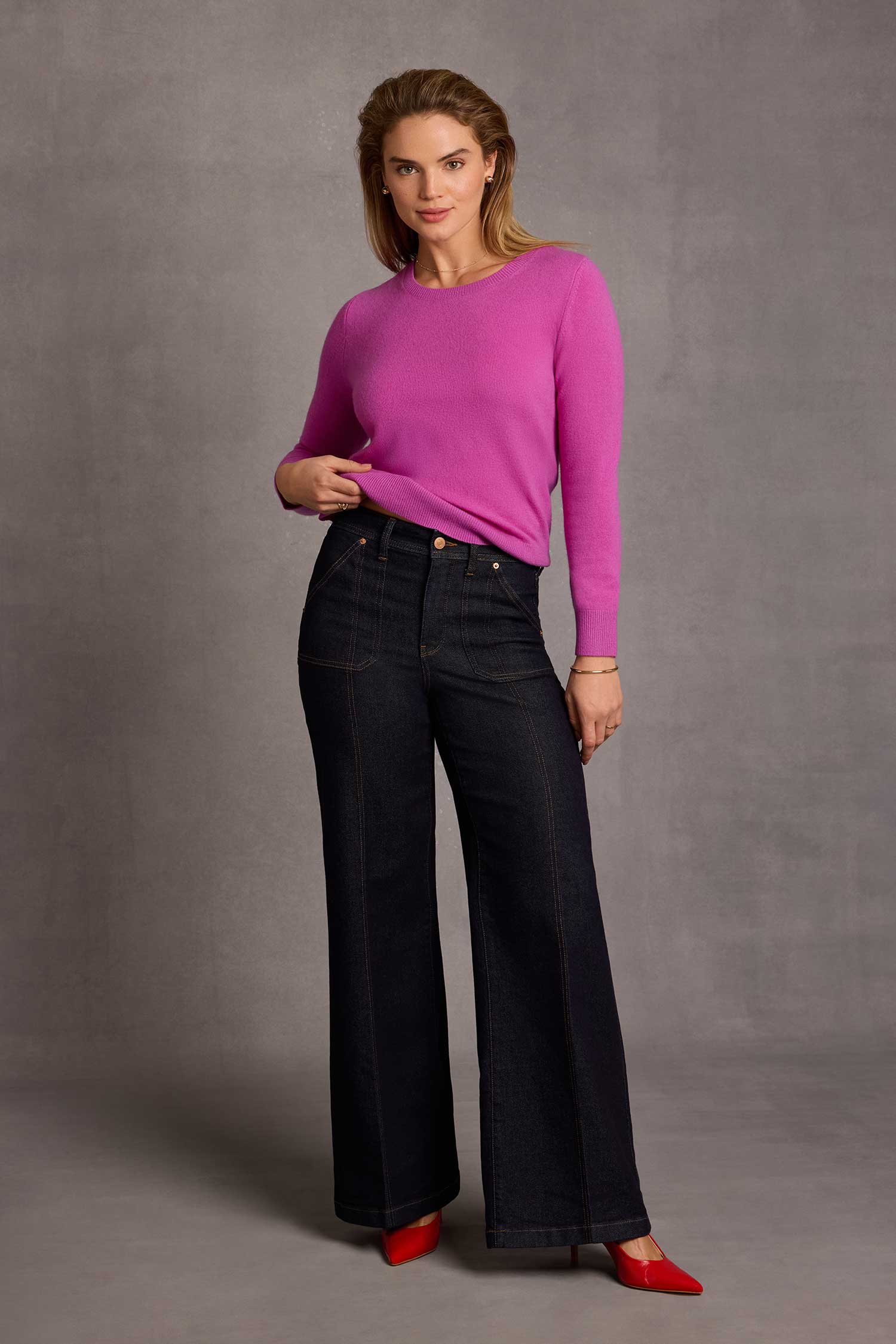 NYDJ Cashmere Essential Crewneck Sweater  - Dewberry