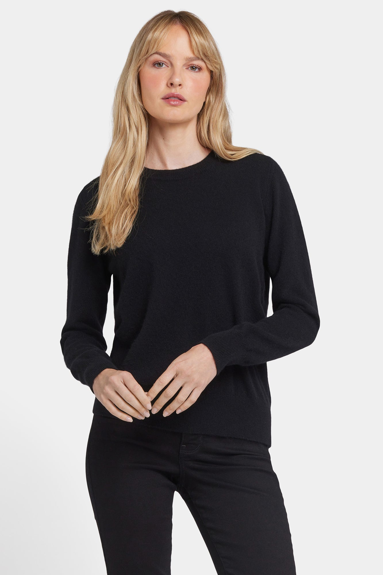 NYDJ Cashmere Essential Crewneck Sweater  - Black