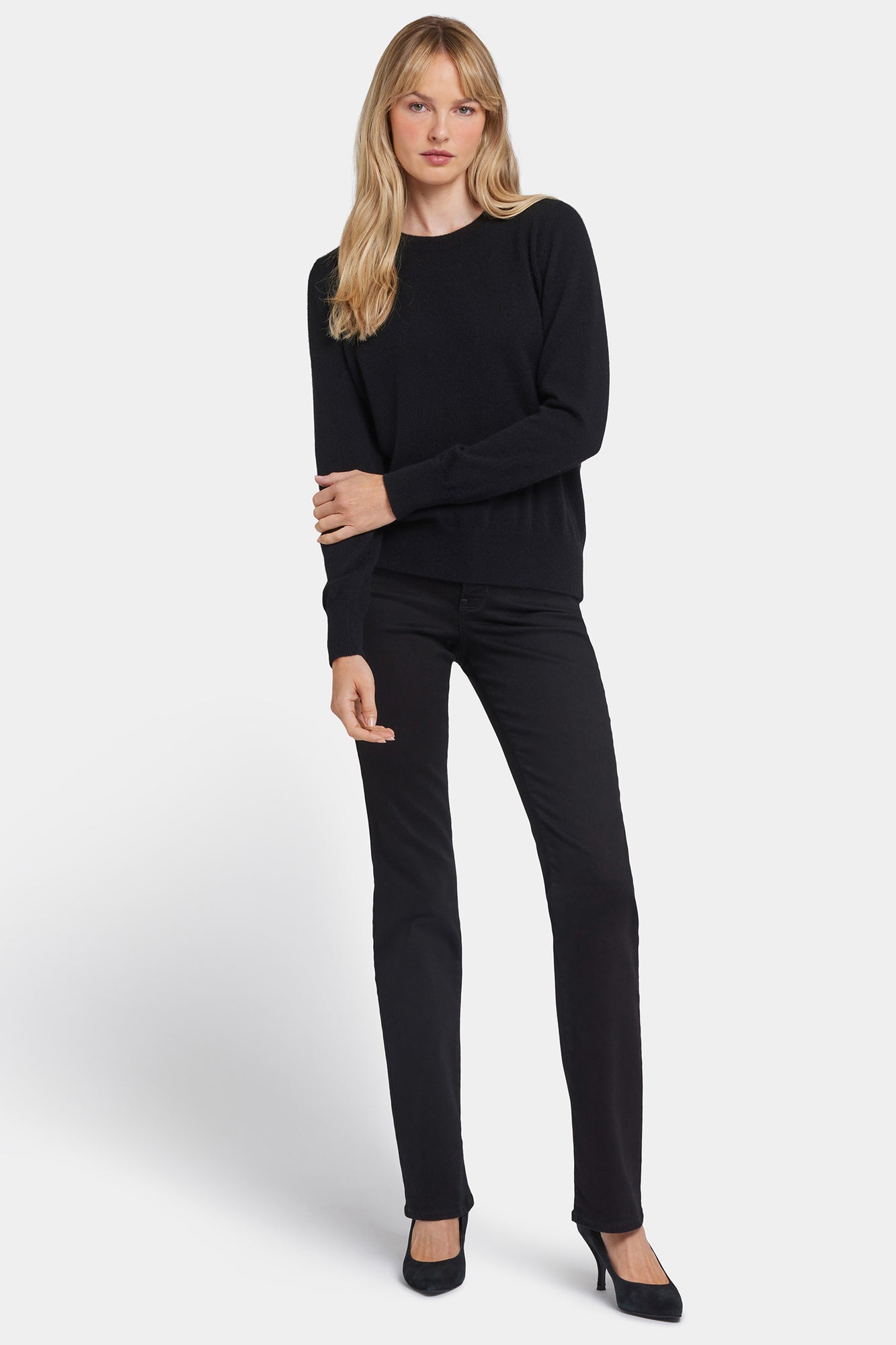 NYDJ Cashmere Essential Crewneck Sweater  - Black