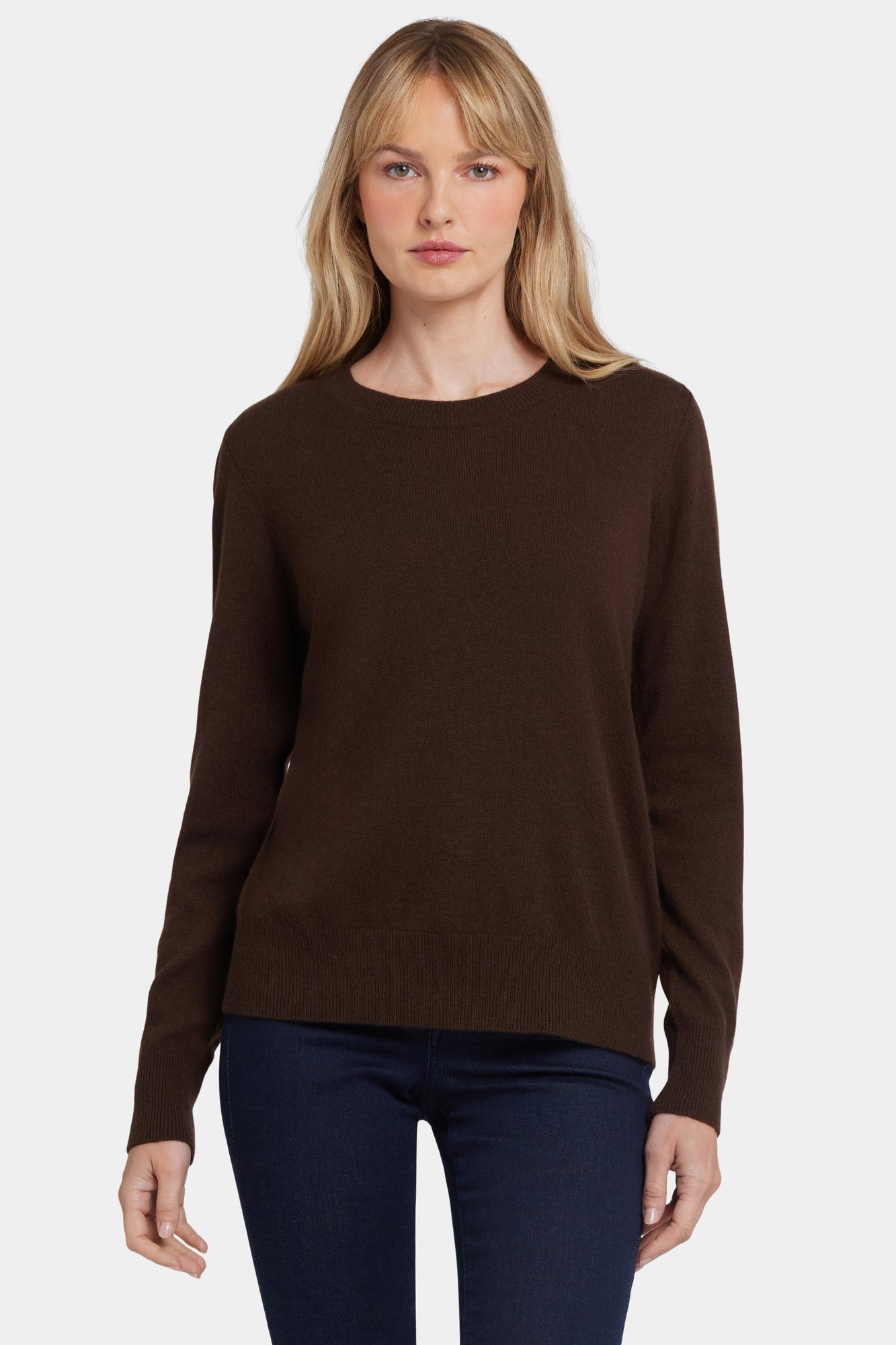 NYDJ Cashmere Essential Crewneck Sweater  - Brown