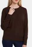 NYDJ Cashmere Essential Crewneck Sweater  - Brown