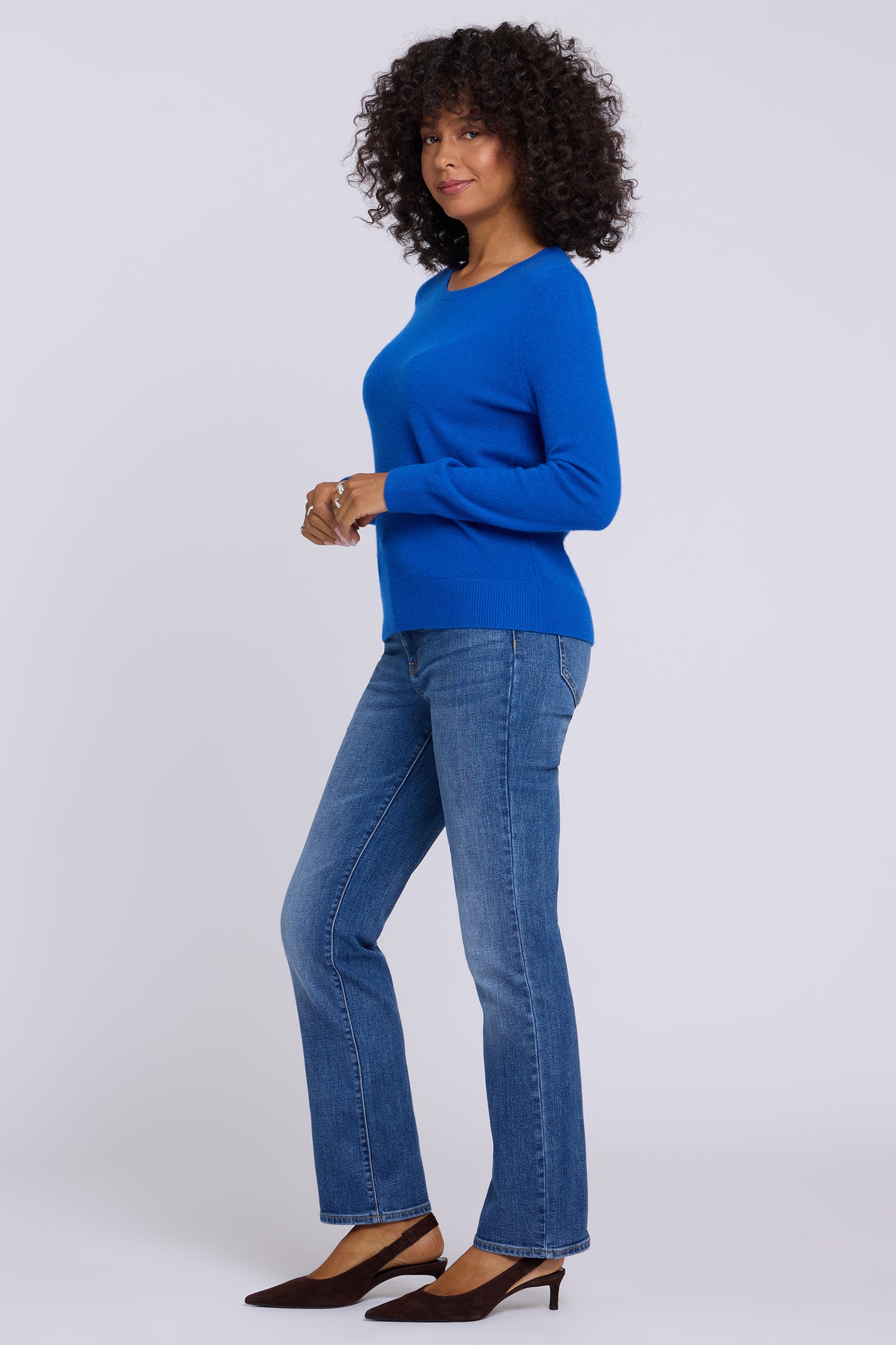NYDJ Cashmere Essential Crewneck Sweater  - Diamond Blue