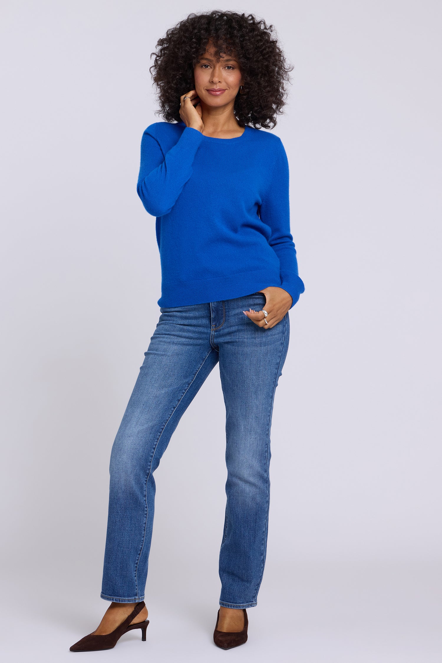 NYDJ Cashmere Essential Crewneck Sweater  - Diamond Blue