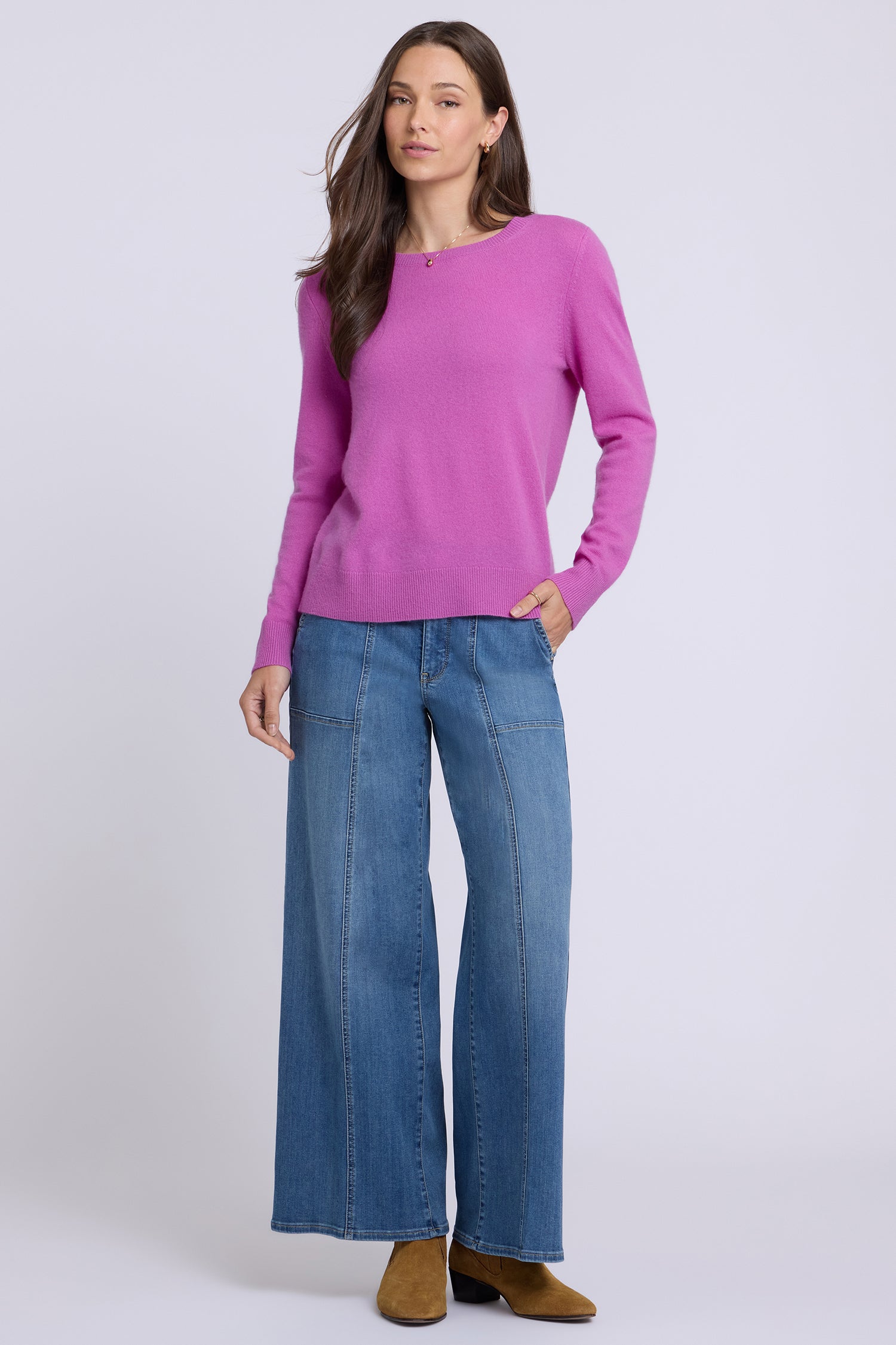 NYDJ Cashmere Essential Crewneck Sweater  - Dewberry