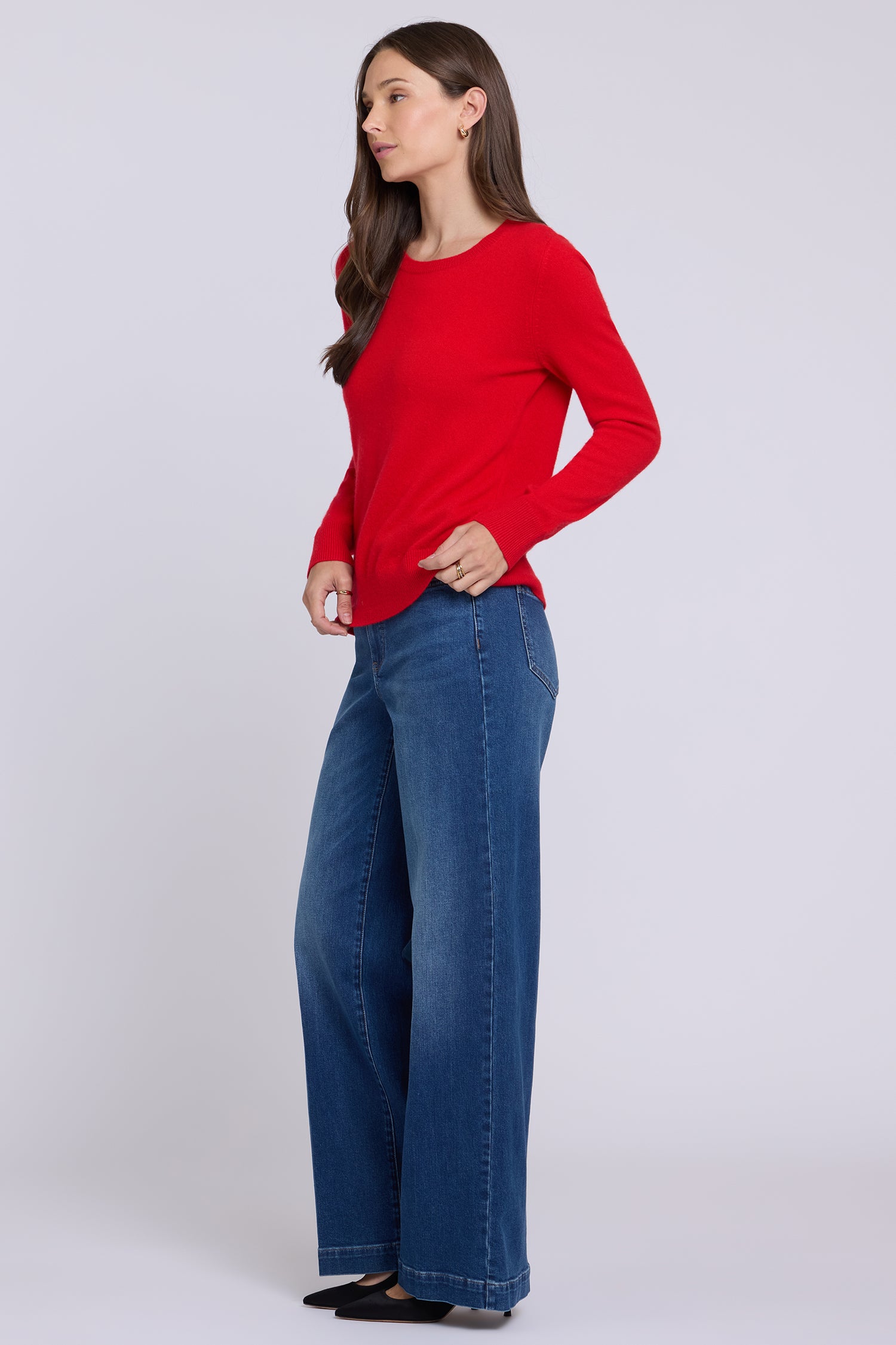 NYDJ Cashmere Essential Crewneck Sweater  - Passion
