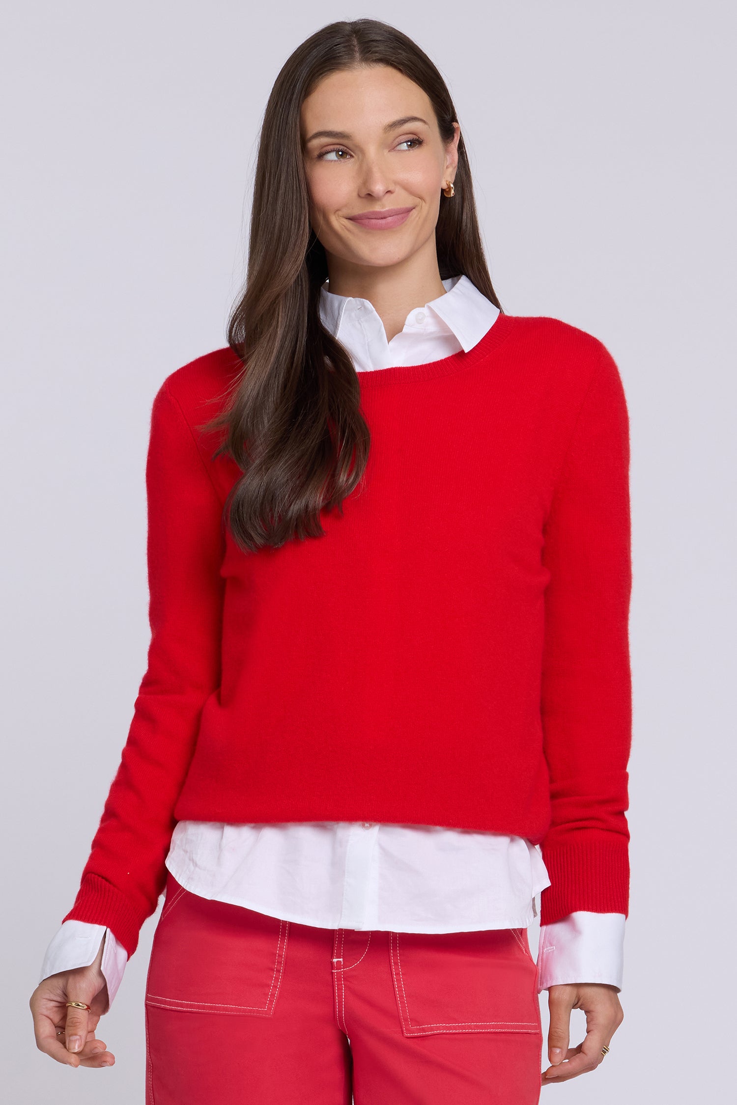 NYDJ Cashmere Essential Crewneck Sweater  - Passion