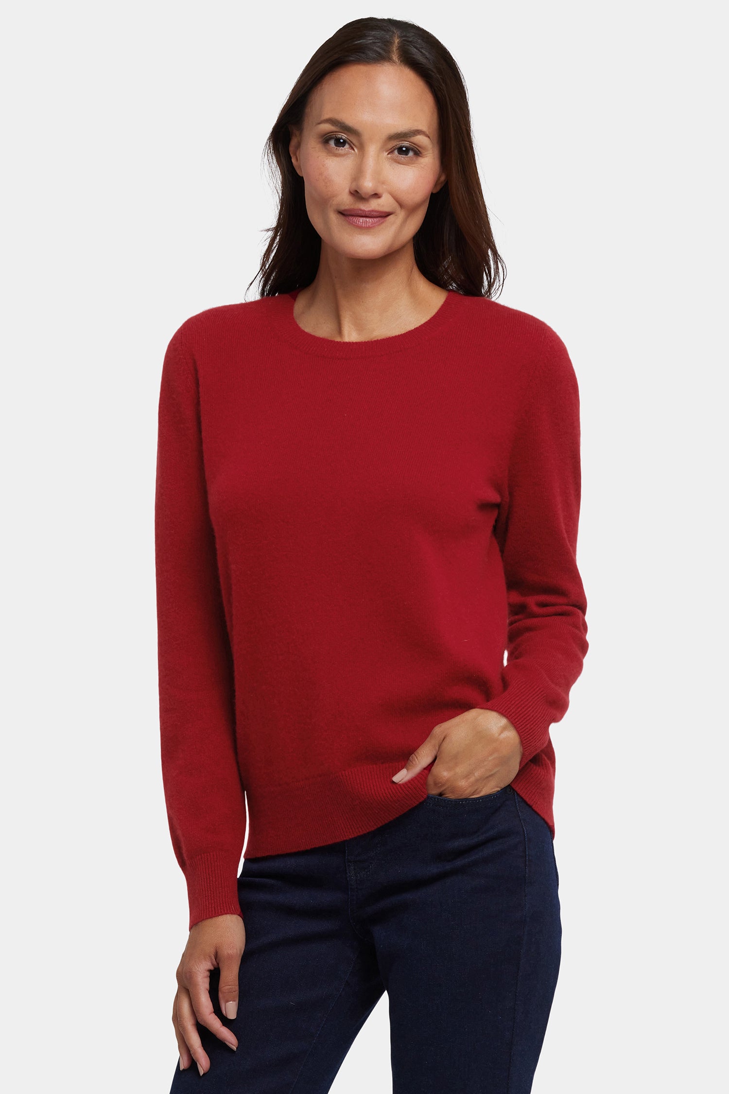 NYDJ Cashmere Essential Crewneck Sweater  - Red