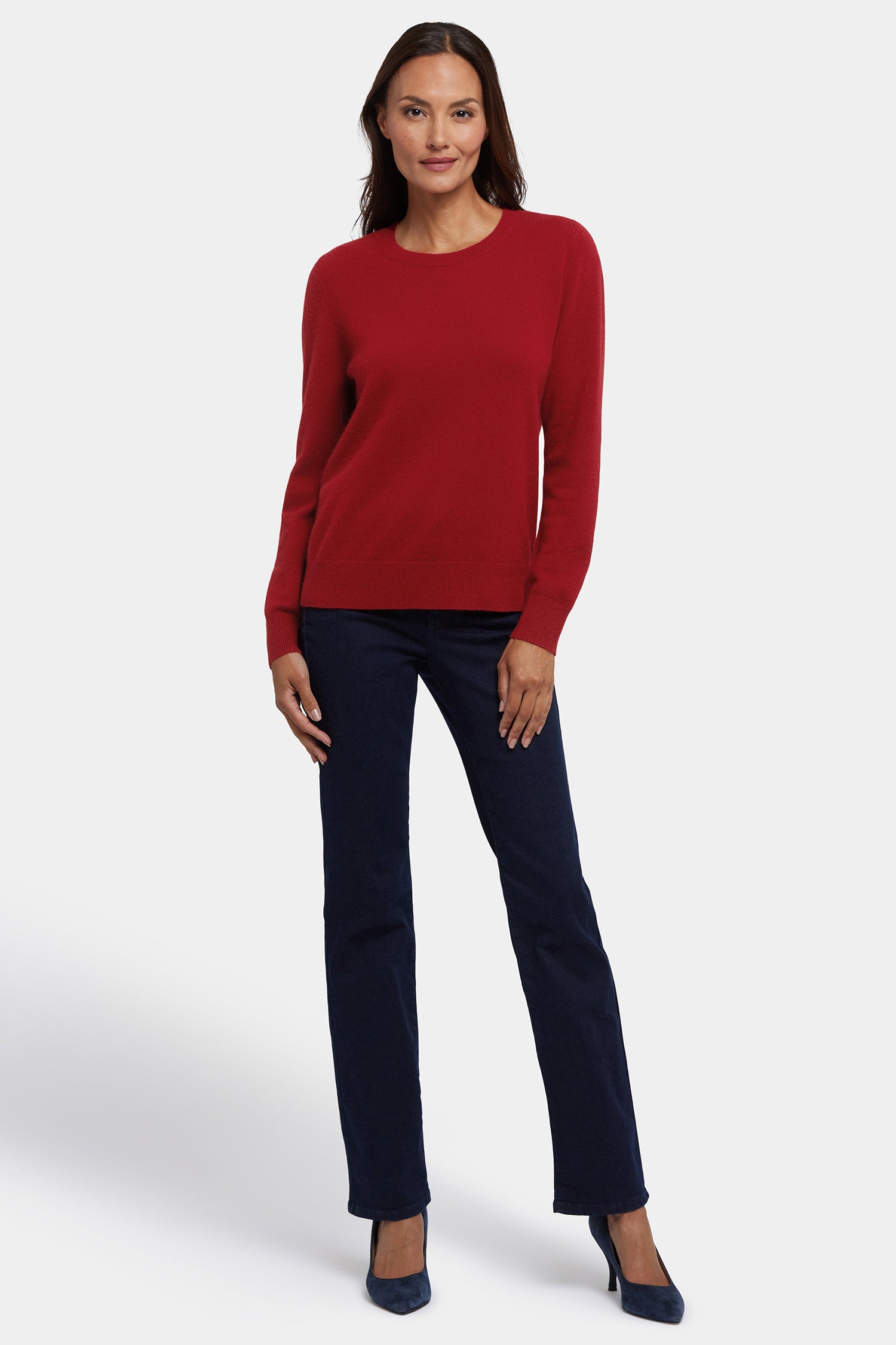 NYDJ Cashmere Essential Crewneck Sweater  - Red