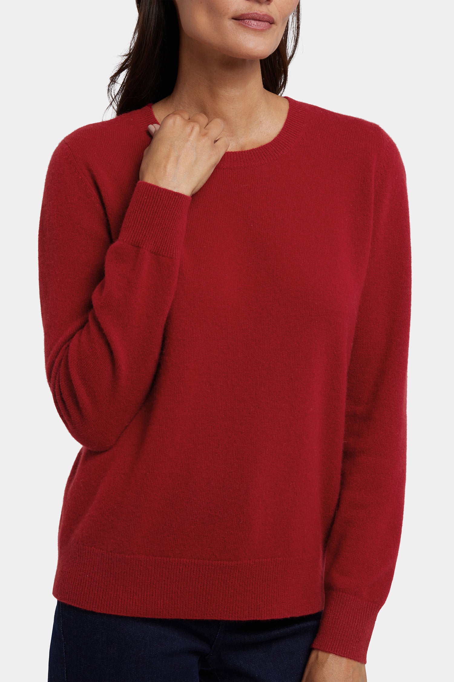 NYDJ Cashmere Essential Crewneck Sweater  - Red