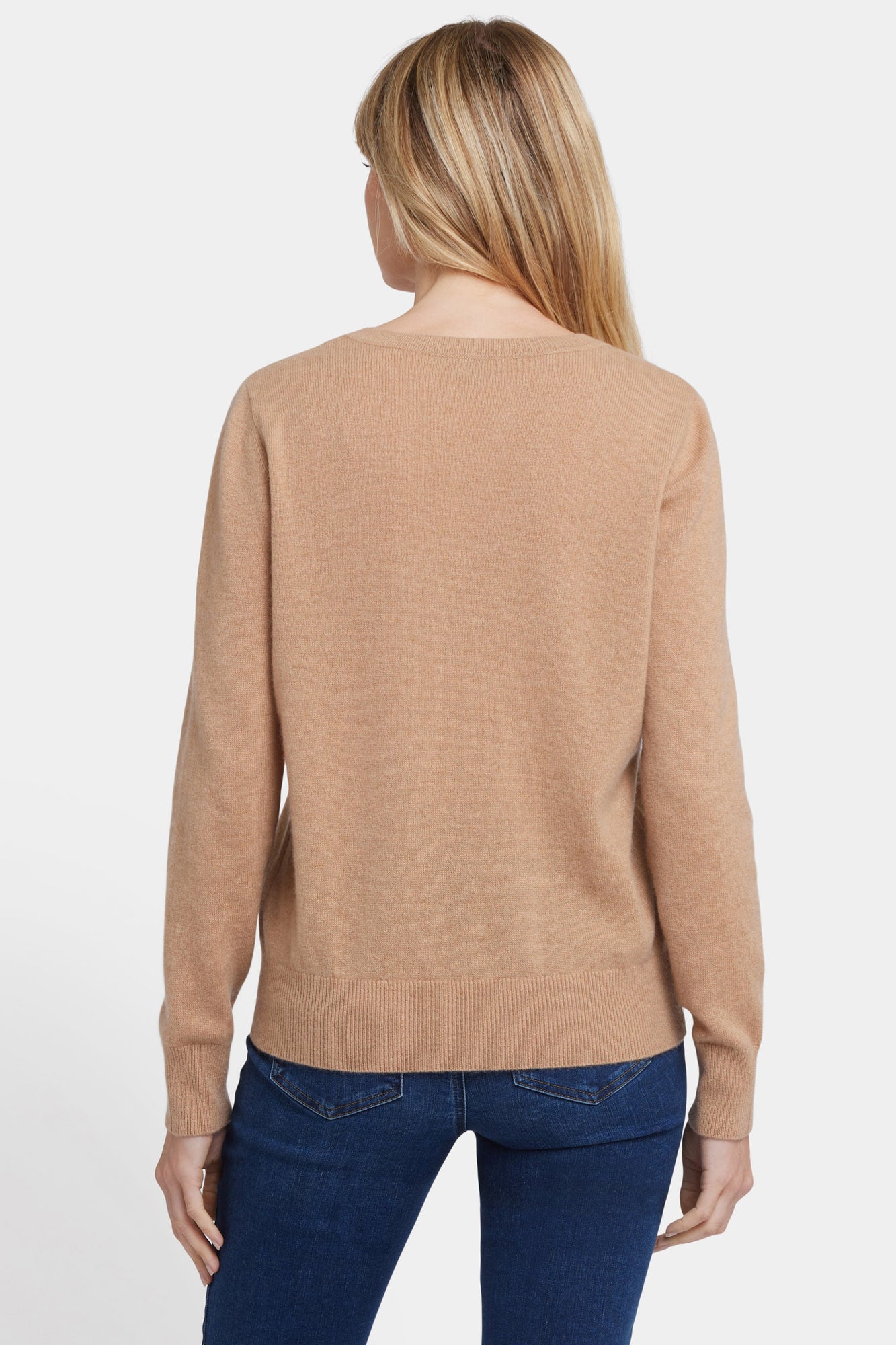 NYDJ Cashmere Classic V-Neck Sweater  - Tan