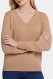 NYDJ Cashmere Classic V-Neck Sweater  - Tan