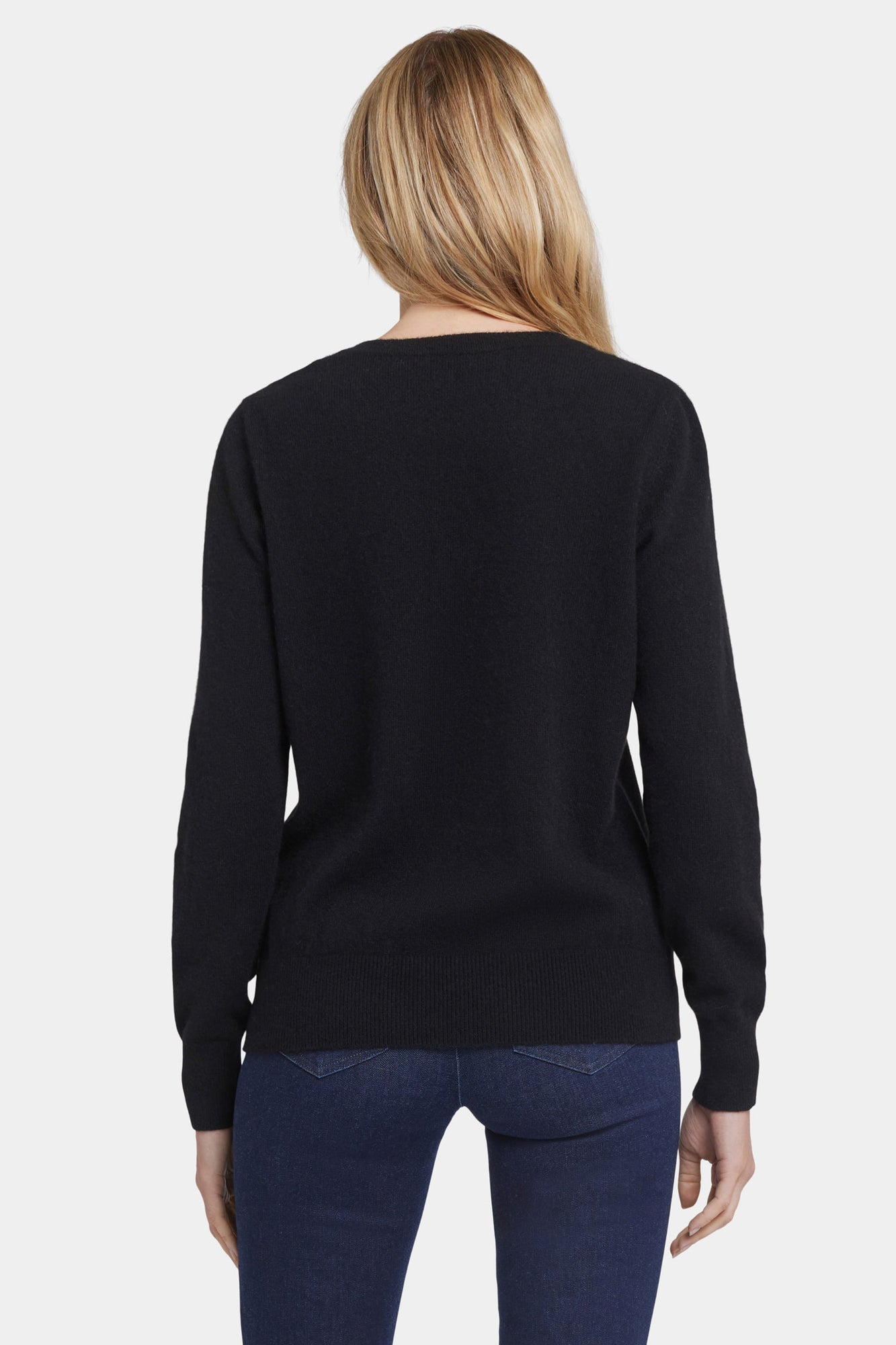 NYDJ Cashmere Classic V-Neck Sweater  - Black