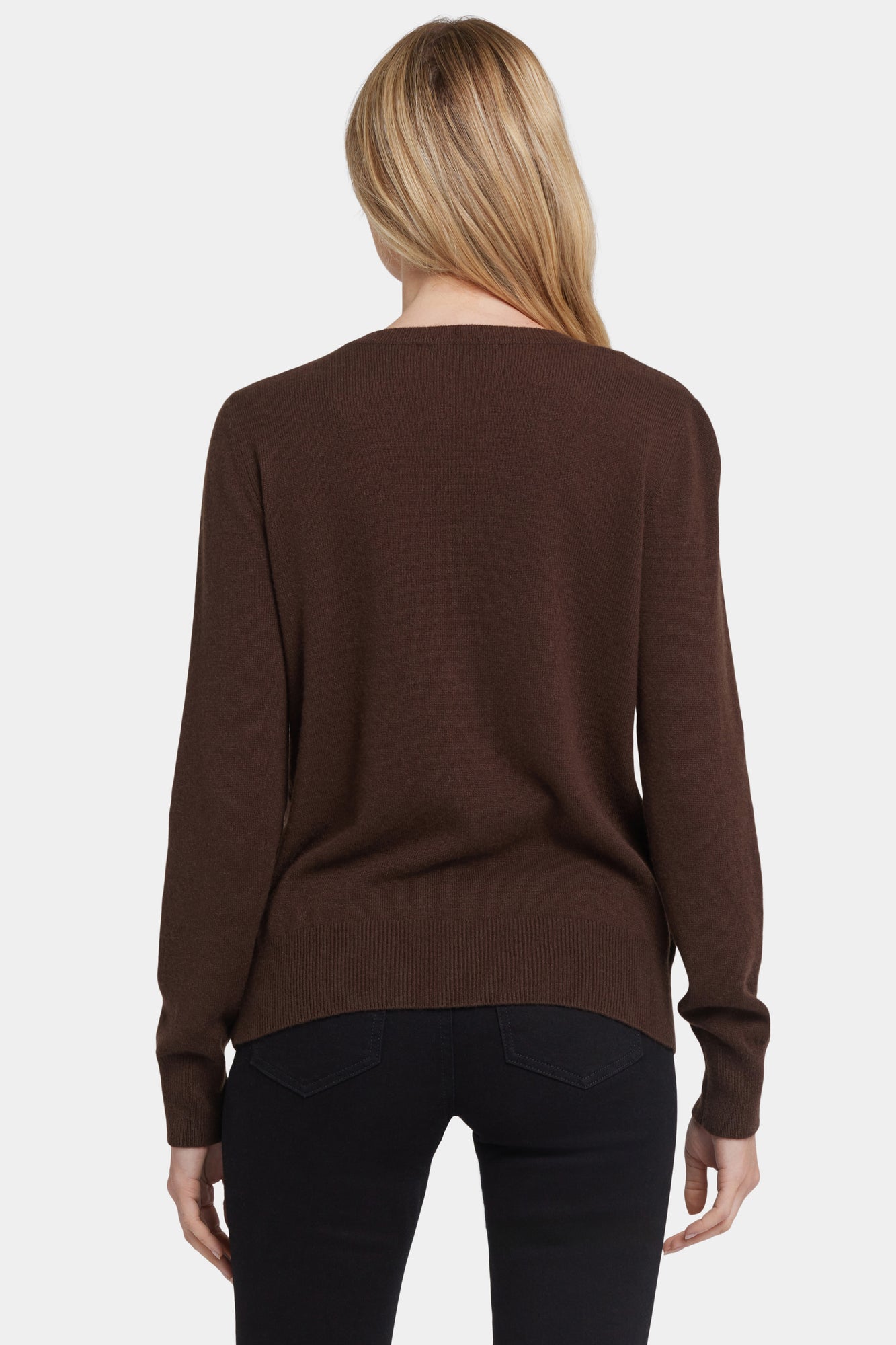 NYDJ Cashmere Classic V-Neck Sweater  - Brown