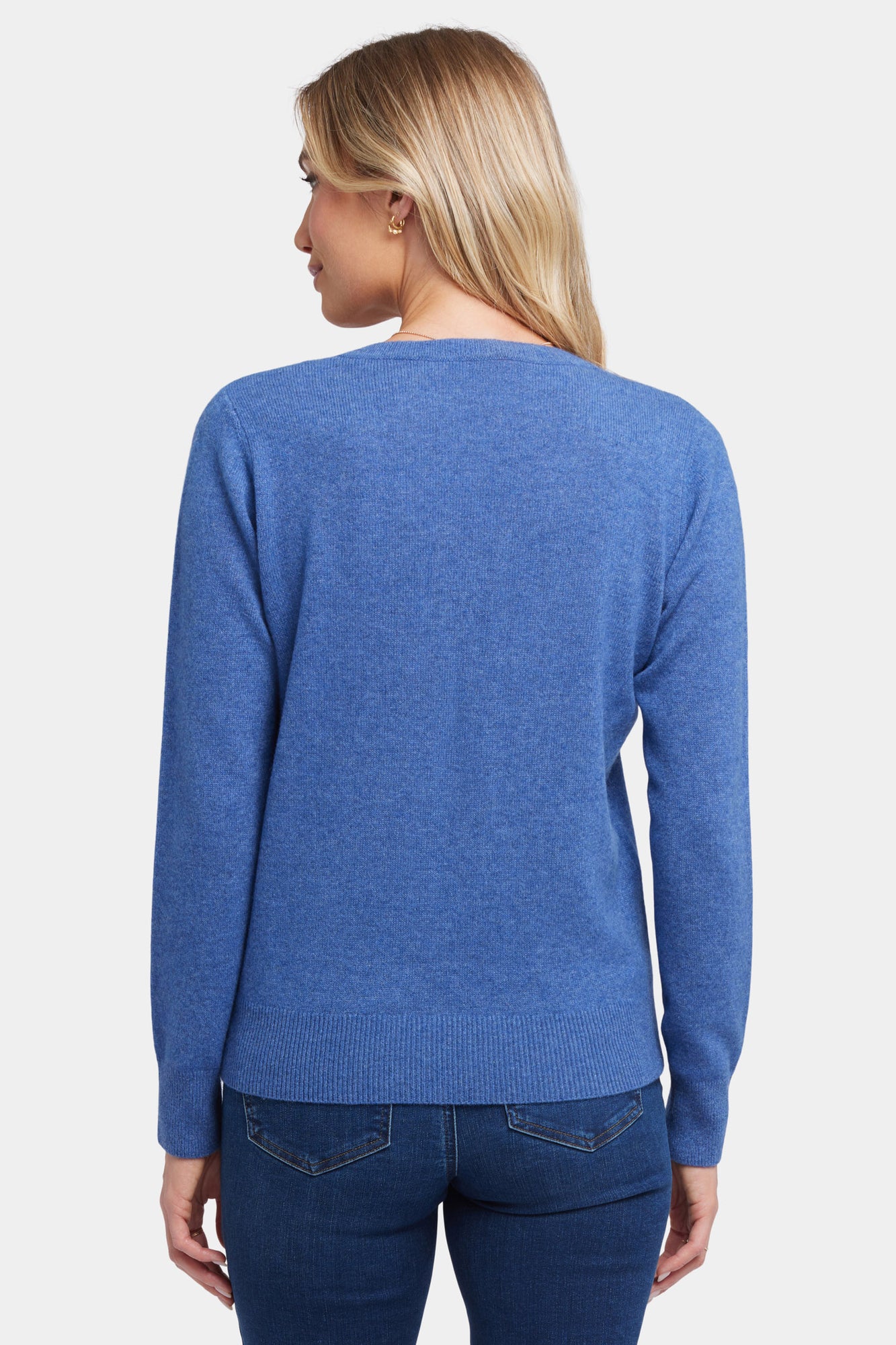 NYDJ Cashmere Classic V-Neck Sweater  - Heather Blue