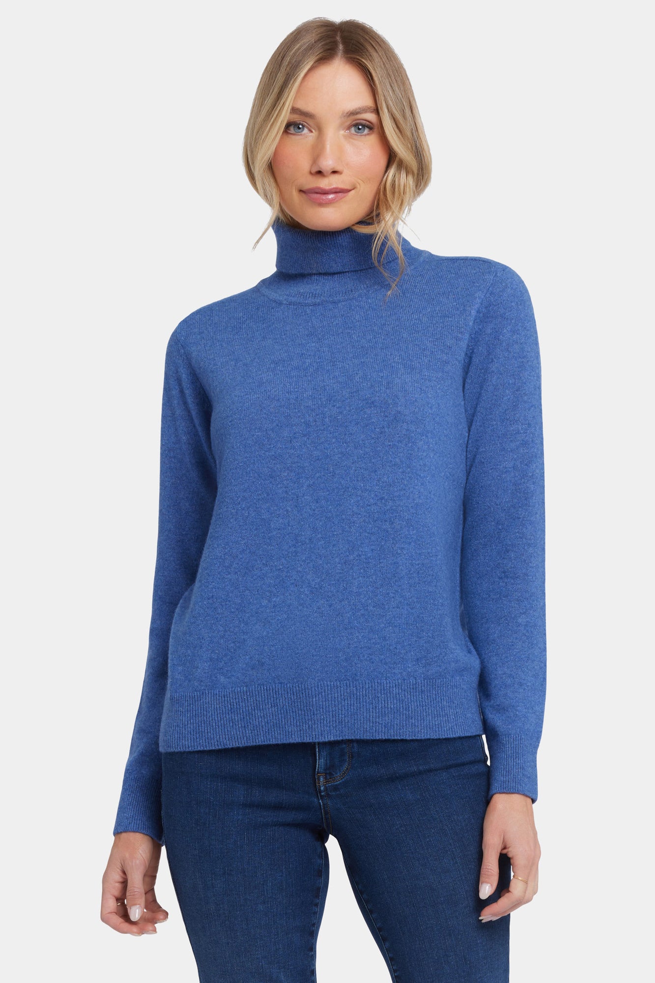 NYDJ Cashmere Turtleneck Sweater  - Heather Blue