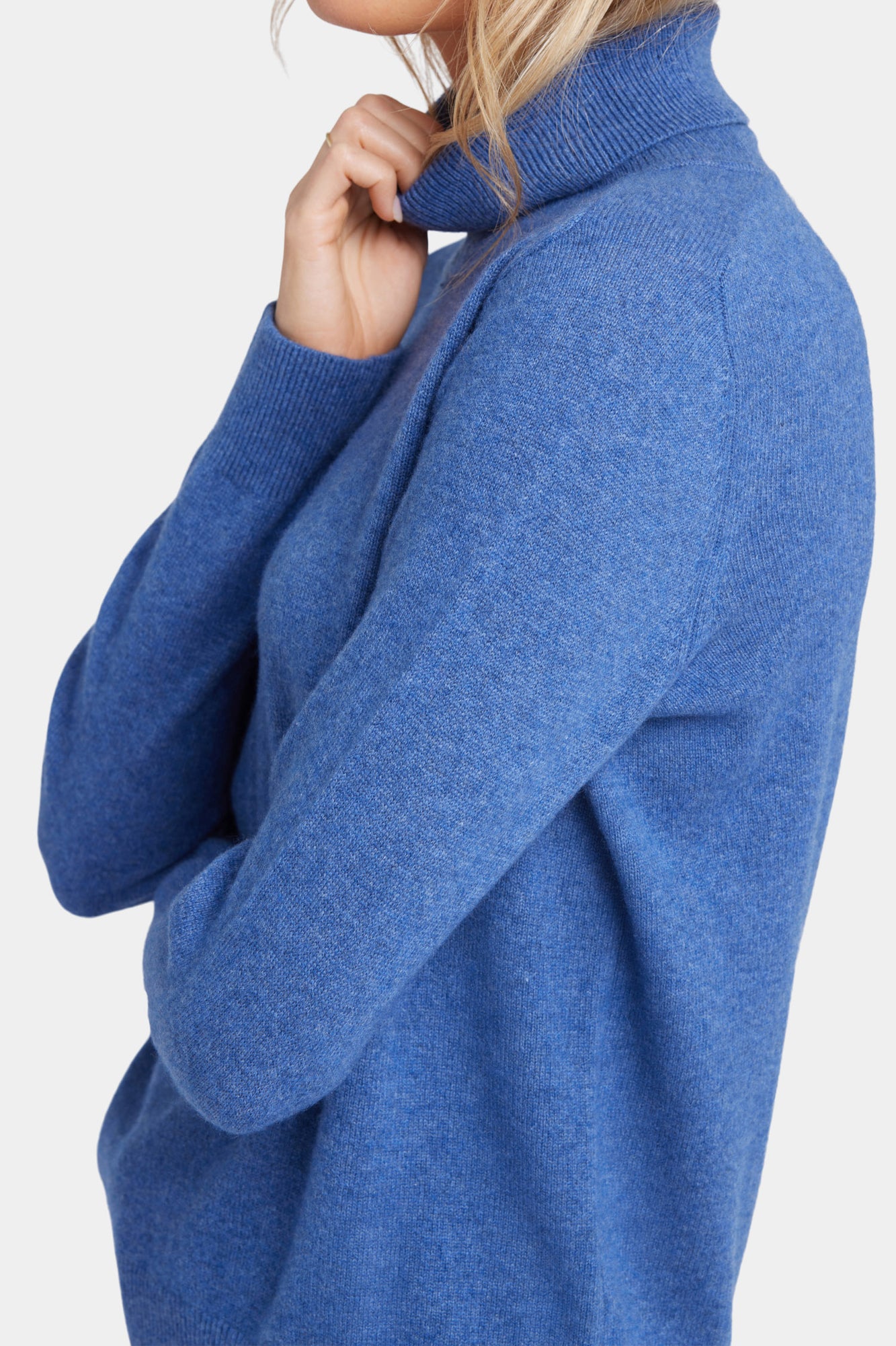 NYDJ Cashmere Turtleneck Sweater  - Heather Blue