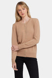 NYDJ Cashmere Crewneck Cardigan  - Tan