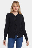 NYDJ Cashmere Crewneck Cardigan  - Black