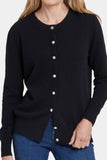 NYDJ Cashmere Crewneck Cardigan  - Black