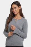 NYDJ Cashmere Crewneck Cardigan  - Light Heather Grey