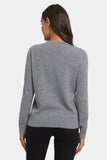 NYDJ Cashmere Crewneck Cardigan  - Light Heather Grey