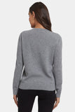 NYDJ Cashmere Crewneck Cardigan  - Light Heather Grey