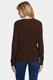 NYDJ Cashmere Crewneck Cardigan  - Brown