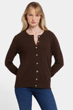 NYDJ Cashmere Crewneck Cardigan  - Brown