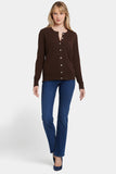 NYDJ Cashmere Crewneck Cardigan  - Brown