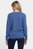 NYDJ Cashmere Crewneck Cardigan  - Heather Blue