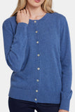 NYDJ Cashmere Crewneck Cardigan  - Heather Blue