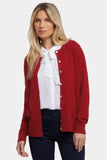 NYDJ Cashmere Crewneck Cardigan  - Red