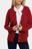 NYDJ Cashmere Crewneck Cardigan  - Red