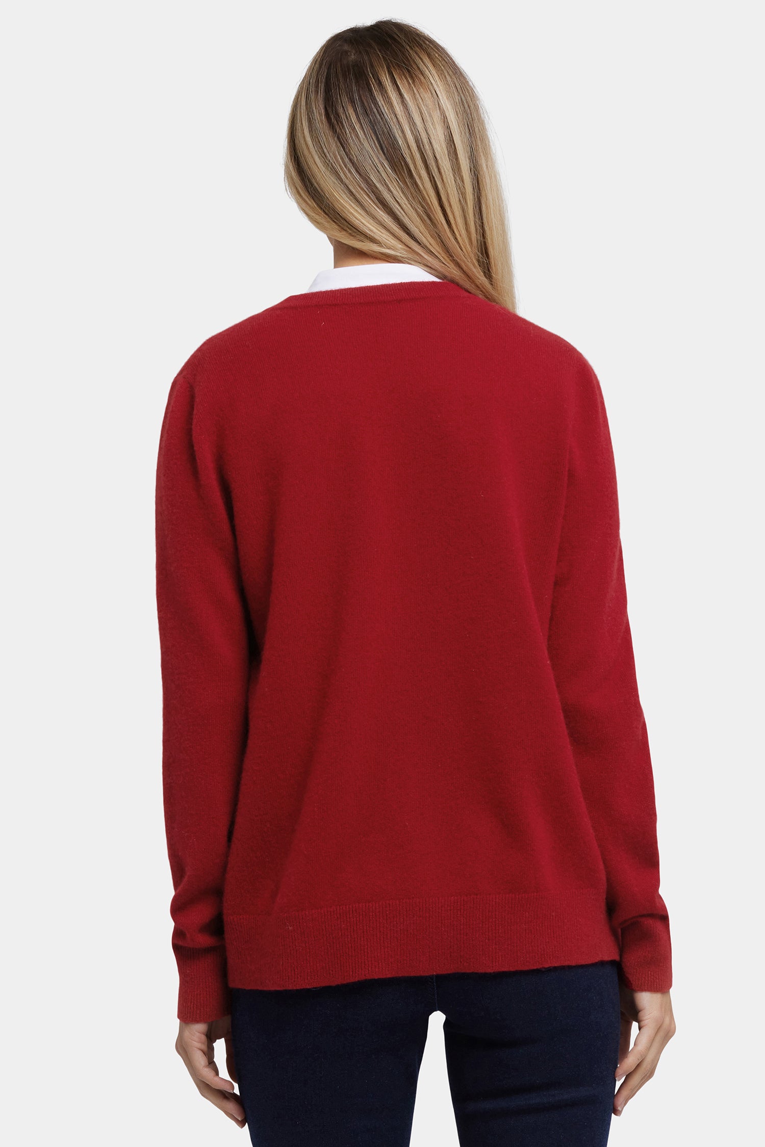 NYDJ Cashmere Crewneck Cardigan  - Red