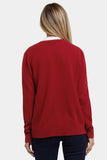 NYDJ Cashmere Crewneck Cardigan  - Red
