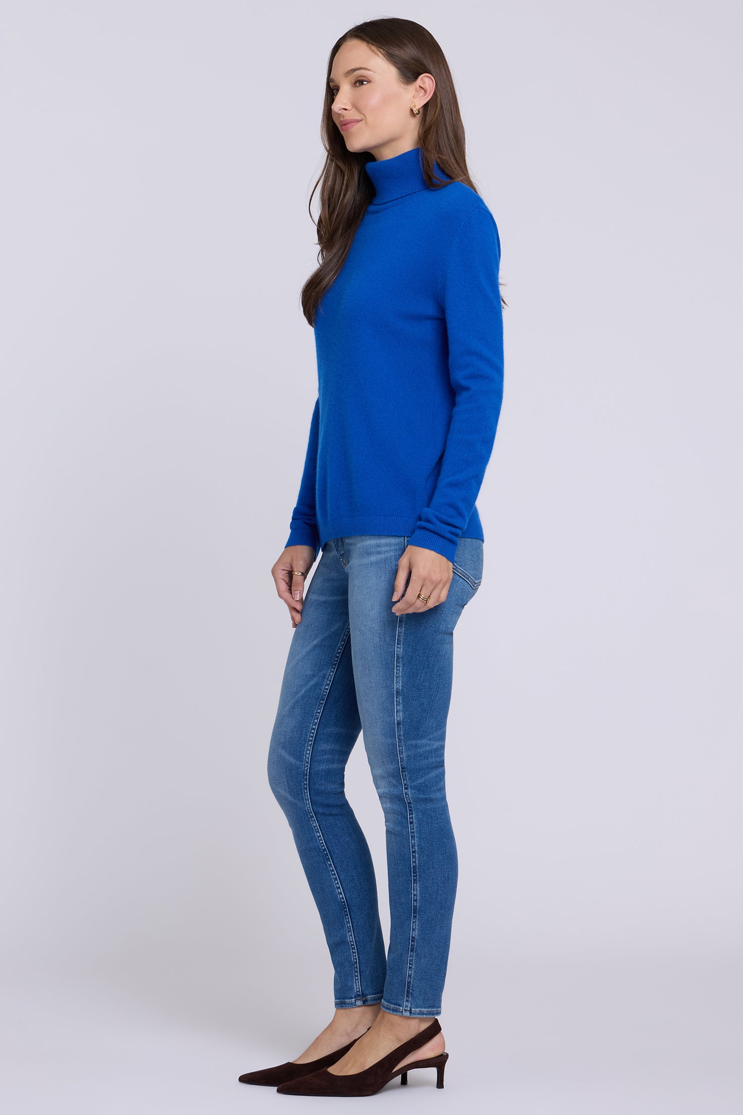NYDJ Cashmere Essential Turtleneck Sweater  - Diamond Blue