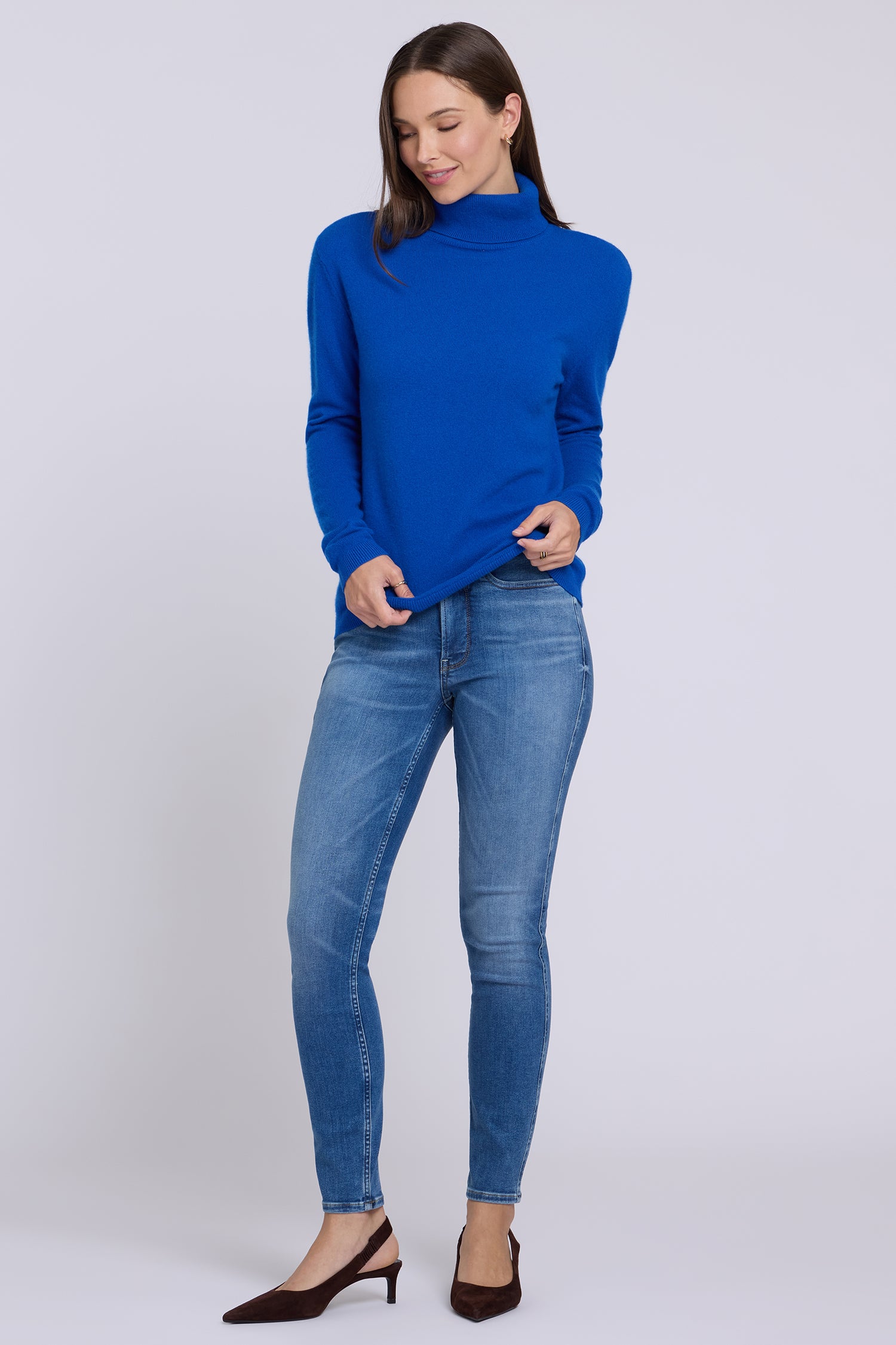 NYDJ Cashmere Essential Turtleneck Sweater  - Diamond Blue